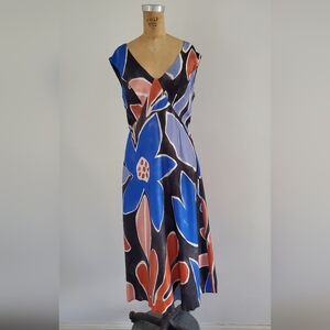 By Anthropologie Maxi dress, size 6, black with colorful floral motive